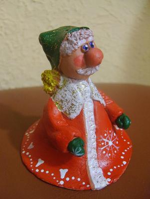 Колокольчик Дед Мороз из глины